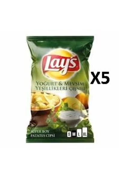 Lay's Lays Yoğurt Mevsim Yeşillikleri Süper Boy Cips 5 Adet Lays Yoğurt Süper*5 - 2