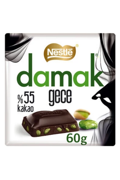 Nestle Damak Gece Antep Fıstıklı Bitter Çikolata 60 G ( 10 Adet )