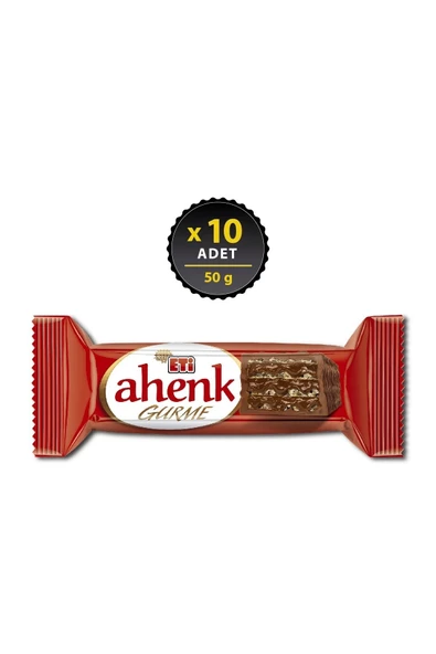 Eti Ahenk Gurme Çikolata Kapli Fındık KremalI Gofret 50 g x 10 Adet