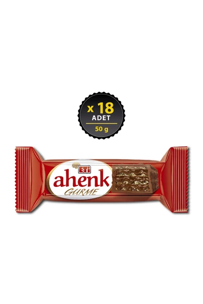 Eti Ahenk Gurme Çikolata Kapli Fındık KremalI Gofret 50 g x 18 Adet