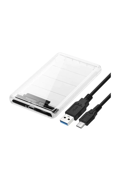 Alfais 4389 2.5 Sata Type C Usb 3.1 Usb 3.0 Şeffaf Harici Ssd Hdd Hard Disk Kutusu