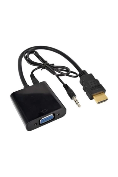 Gomax HDMI To Vga Dönüştürücü Ses Kablosu Siyah