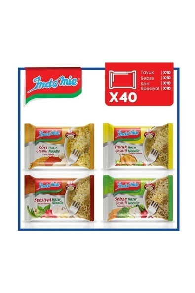 İndomie Indome 40'lı Noodle Paket Karma Koli Indomi40 Karma