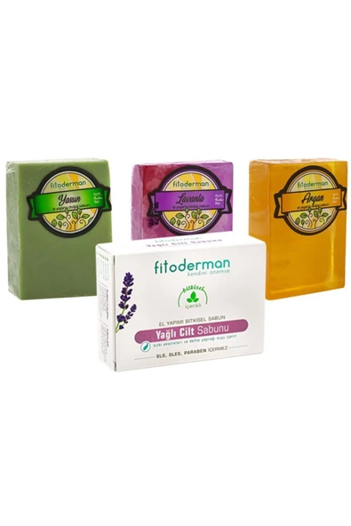 Fitoderman Doğal Yağlı Cilt & Saç & Vücut Bakım Sabun Seti11 150 gr X 4