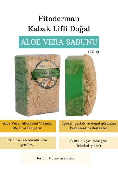 Fitoderman Kabak Lifli Nemlendirici, Cilt Ton Dengeleyici Aloe Vera Sabunu