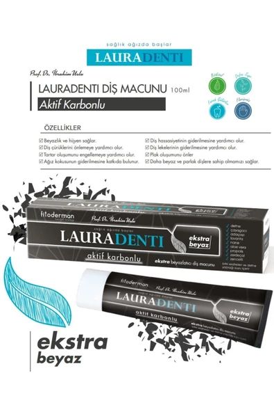 Fitoderman Lauradenti Koku Tartar Leke Hassasiyet Önleyici, Ekstra Beyazlatıcı Aktif Karbonlu Diş Macunu 100 ml - 3