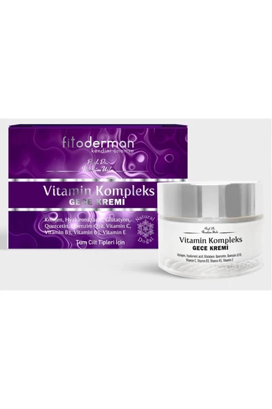 Fitoderman Kolajen Hyaluronic Acid Glutatyon Quercetin Qoenzim Q10 Vitamin  E, B3 Ve B5, C Kompleks Gece Kremi - 4