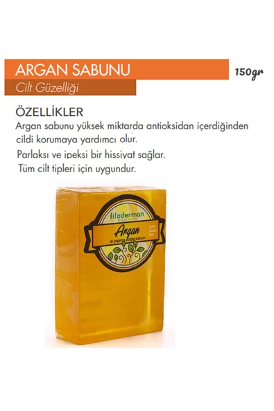 Fitoderman Doğal E Vitaminli Nemlendirici Onarıcı Cilt ve Saç Yenileyici Argan Bakım Sabunu 150 gr