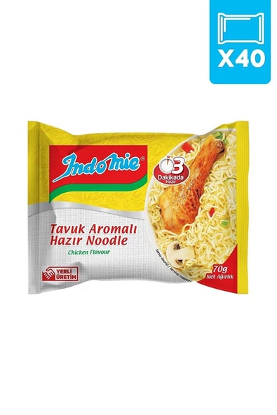 İndomie Tavuk Aromalı Hazır Noodle 40 Lı Orjinal Paket