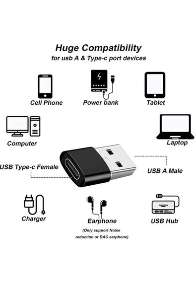 MyBlack İphone  Uyumlu Yeni Nesil Başlık Aparatı Type-c To Usb Dönüştürücü Typc şarj Dönüştürücü - Resim 4