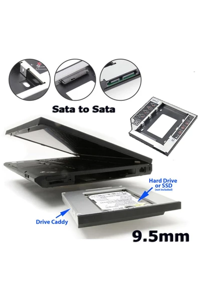 Vigor 9.5mm Sata Hdd Harddisk Caddy Kızak Kutu Laptop Ssd Notebook Ikinci Hdd Takma - 2