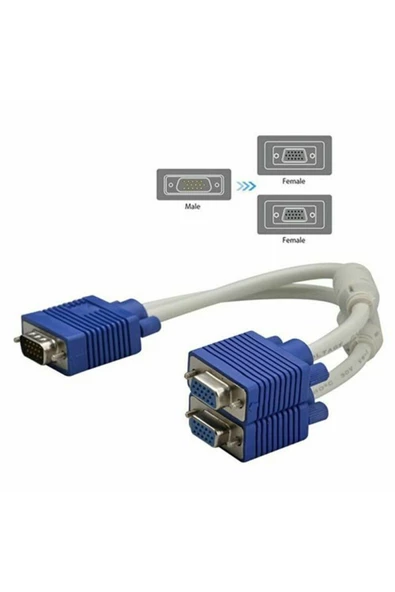 Ars Vga 2li Çoklayıcı Y Splitter Kablo 1erkek To 2 Dişi Vga Kablo - 2
