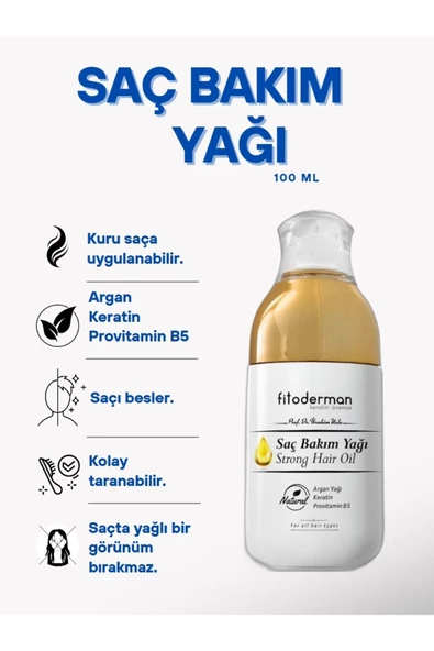 Fitoderman Kuru Saçlara Uygulanabilir, Saç Onarıcı, Kırılma Önleyici Argan Yoğunluklu Saç Bakım Yağı