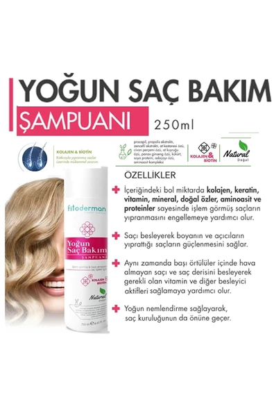 Fitoderman Saç Oluşumunu Destekleyen Dökülmeyi Engelleyen Yoğun Saç Bakımı Şampuanı - 3