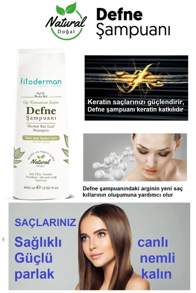 Fitoderman Defne Özlü ,keratin, Arginin, Biotin Katkılı Dökülme Karşıtı Bitkisel Defne Şampuanı - 3