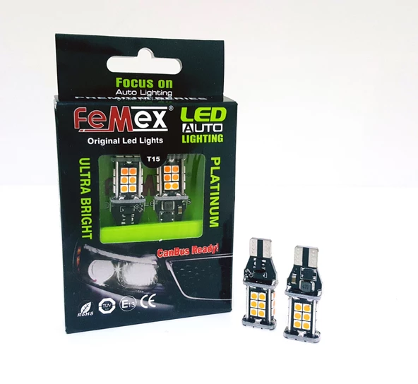 Renault Megane 4 Arka Sinyal Led Ampulu + Dekoder FEMEX W16W T15 Platinum - 4