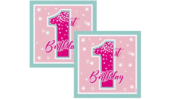 1 Yaş Fırst Bırthday Stars Gırl Peçete 16 lı