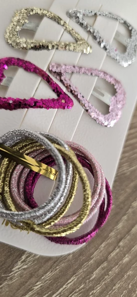 Kalpli Kız Çocuk Toka Set 12li - 4