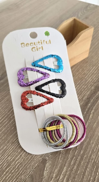 Kalpli Kız Çocuk Toka Set 12li - 2