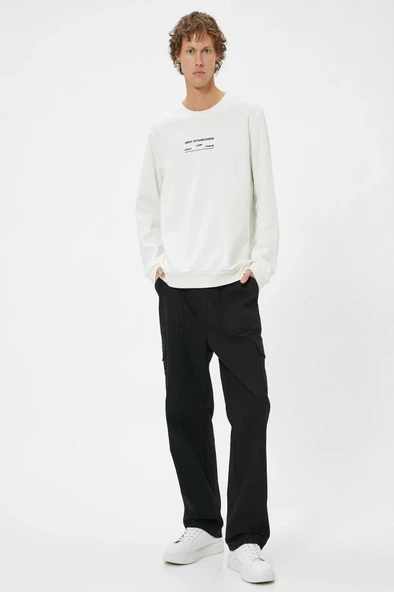 Koton Slogan Baskılı Sweatshirt Bisiklet Yaka Uzun Kollu Pamuklu - 2