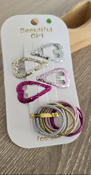 Kalpli Kız Çocuk Toka Set 12li - 3