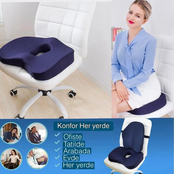 PİLLOWART Oturma Simidi Minderi Yastığı Visco Ortopedik Yastık - 3