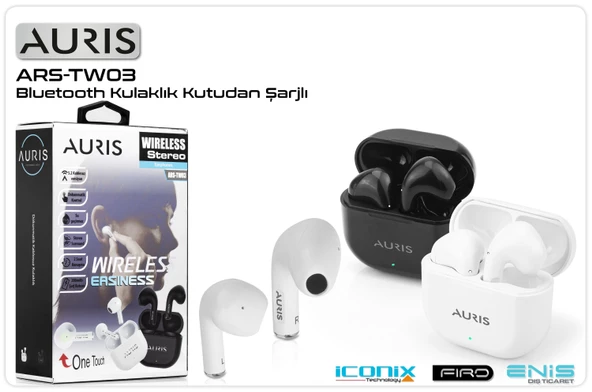 Kulaklık Bluetooth Auris ARS-TW03 Beyaz