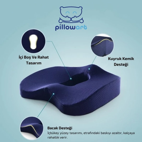 PİLLOWART Oturma Simidi Minderi Yastığı Visco Ortopedik Yastık - 2