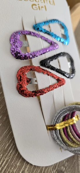 Kalpli Kız Çocuk Toka Set 12li - 5