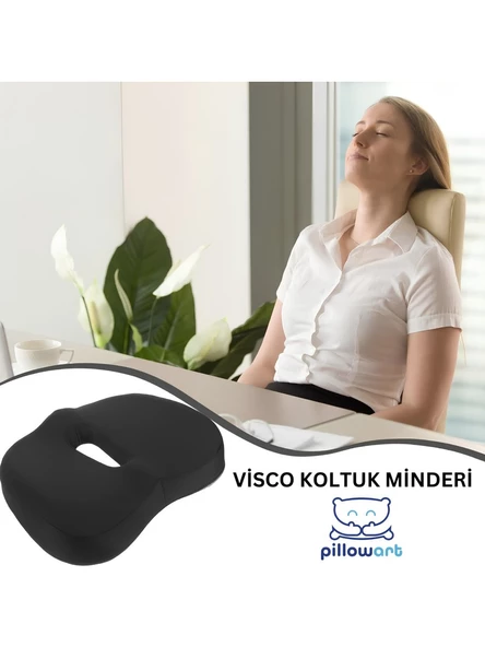 PİLLOWART Ortopedik Oturma Simidi Hemoroid Basur Minderi Kuyruk Sokumu Koltuk Yastığı - 2