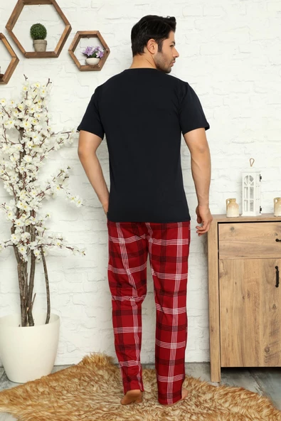 Nisanca Yazlık %100 Pamuk Kısa Kollu Erkek Pijama Takımı - 11