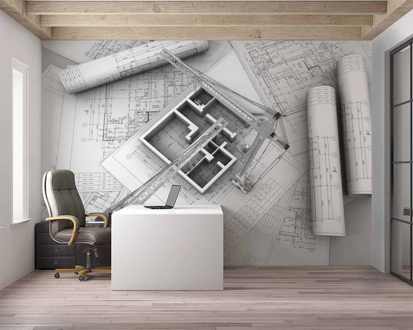 Mimari Apartman Gayrimenkul Emlak ve Gayrimenkul Duvar Kağıdı Baskı - Resim 3