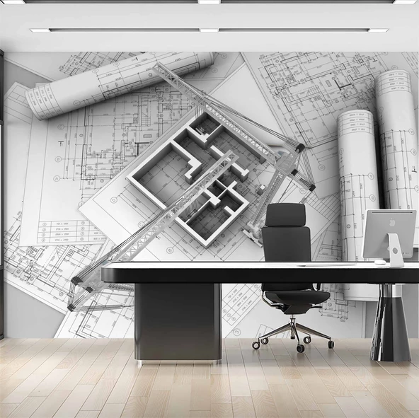 Mimari Apartman Gayrimenkul Emlak ve Gayrimenkul Duvar Kağıdı Baskı - Resim 2