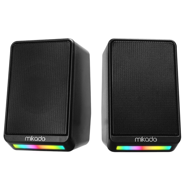 Hoparlör Speaker Usb 1+1 3W*2 Rgb Aydınlatmalı Mikado MD-178 Siyah