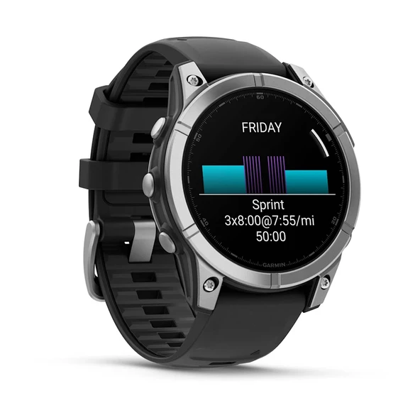 Garmin Fenix E – 47 mm AMOLED Paslanmaz Çelik Siyah Silikon Kayışlı - 4