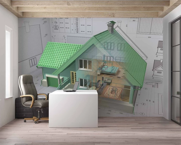 Ev Projesi Mimari Gayrimenkul Emlak ve Gayrimenkul Duvar Kağıdı Baskı - Resim 3