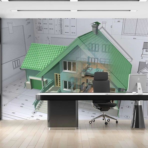 Ev Projesi Mimari Gayrimenkul Emlak ve Gayrimenkul Duvar Kağıdı Baskı - Resim 2