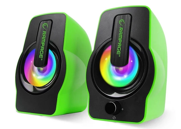 Hoparlör Speaker Usb 6W Rgb Ledli Rampage Falsetto RMS-G7 Yeşil