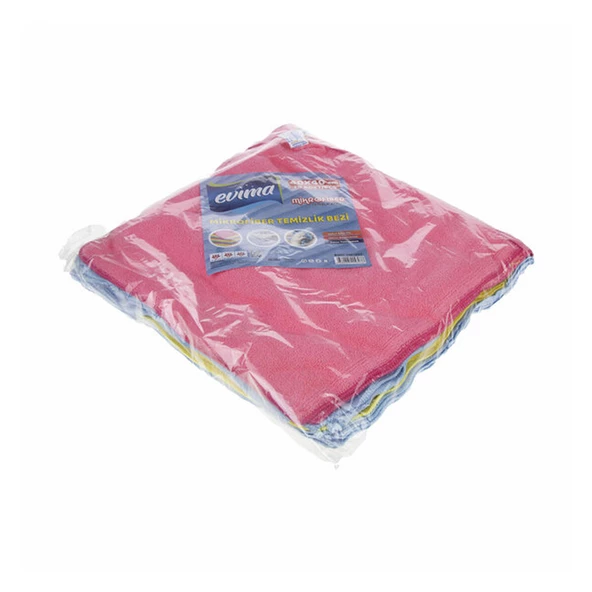 Evima Mikrofiber Bez Temizlik Toz Cam Bezi - Karışık Renk - 40 x 40 Cm. -26 Gram -5 Adetlik Paket - Resim 6