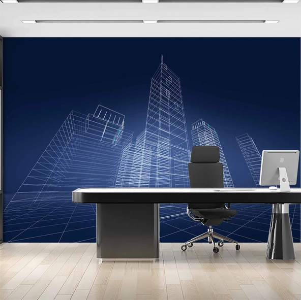 Soyut Bina Projesi Gayrimenkul Emlak ve Gayrimenkul Duvar Kağıdı Baskı - Resim 2