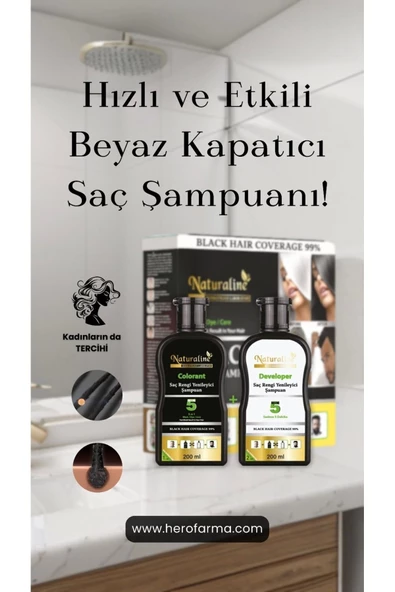 Sampoo Saç Siyahlaştırıcı Şampuan Saç Rengi Yenileyici Şampuan Unisex, Naturaline - 8