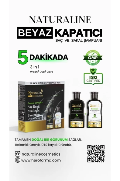 Sampoo Saç Siyahlaştırıcı Şampuan Saç Rengi Yenileyici Şampuan Unisex, Naturaline - 3