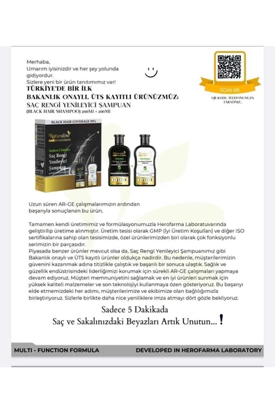 Sampoo Saç Siyahlaştırıcı Şampuan Saç Rengi Yenileyici Şampuan Unisex, Naturaline - 4