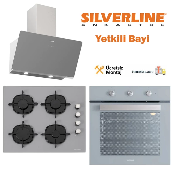 Silverline BO6503S01 - CS5335S01 - 3457 Soho 60 Gri Cam Ankastre Set