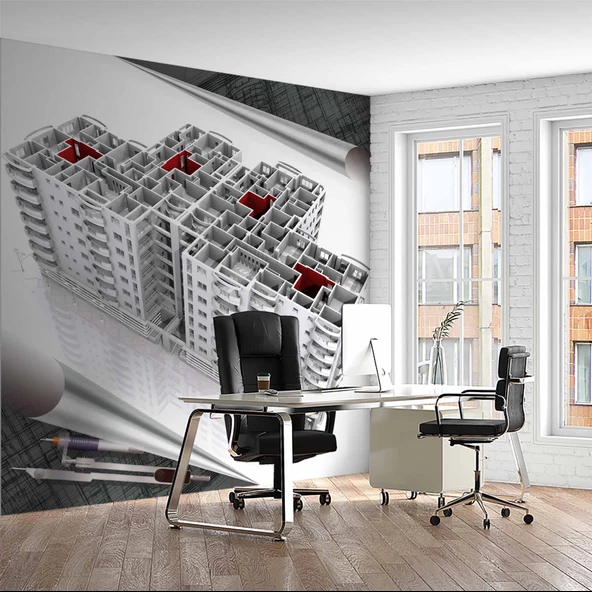 Mimari Site Çizimi Gayrimenkul Emlak ve Gayrimenkul Duvar Kağıdı Baskı ürün görseli