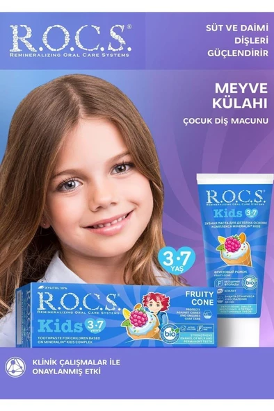 Rocs Kids 3-7 Florürsüz Meyve Külahı Diş Macunu 35 Ml-SKT:07/2027