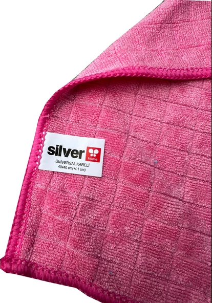 Silver Home Kareli Mikrofiber Temizlik Toz Cam Bezi -55 Gr. -300 Kalite -40x40 Cm. -5 Adetlik Paket - 4