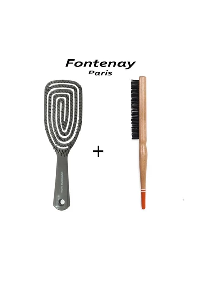 Fontenay Profesyonel Topuz Fırçası 3033 + Pro 3 Boyutlu Açma Tarama Tarak Saç Fırçası 2'Li Set - 1