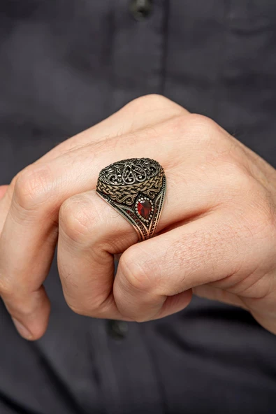 Sarmaşık Desenli 925 Gümüş Erkek Yüzük ürün görseli