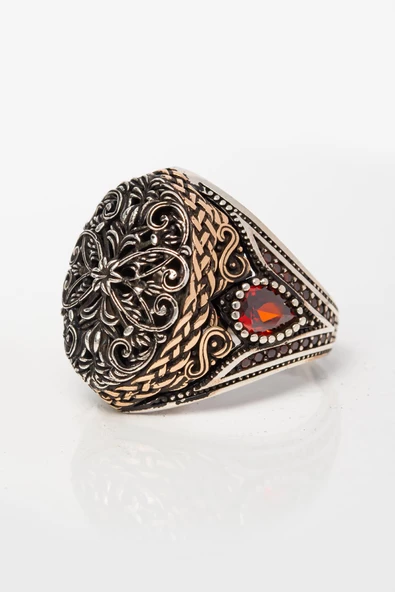 Sarmaşık Desenli 925 Gümüş Erkek Yüzük - Resim 6